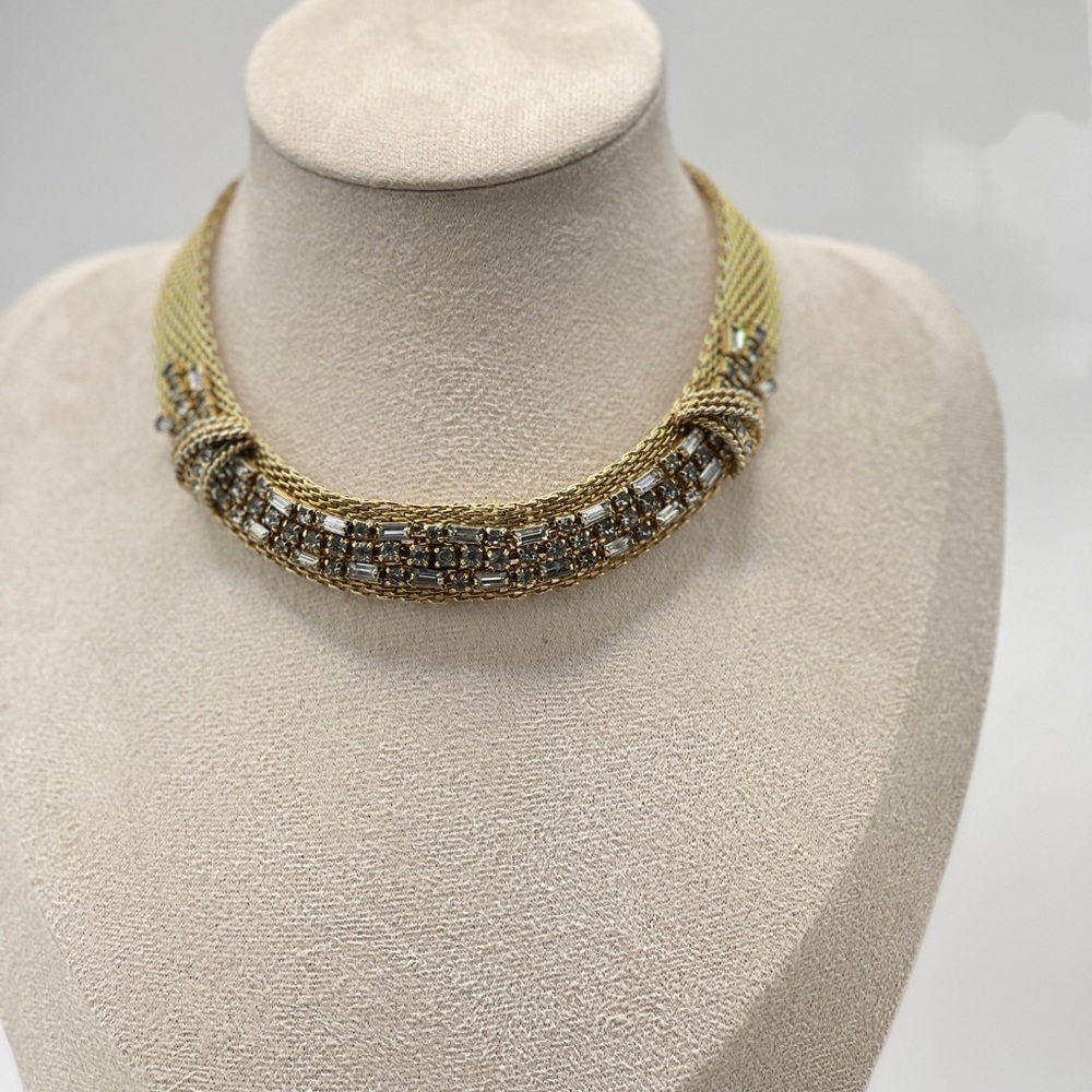 Vintage Gold and Crystal Choker Necklace & Clip Earrings Set （Jewels by Julie）